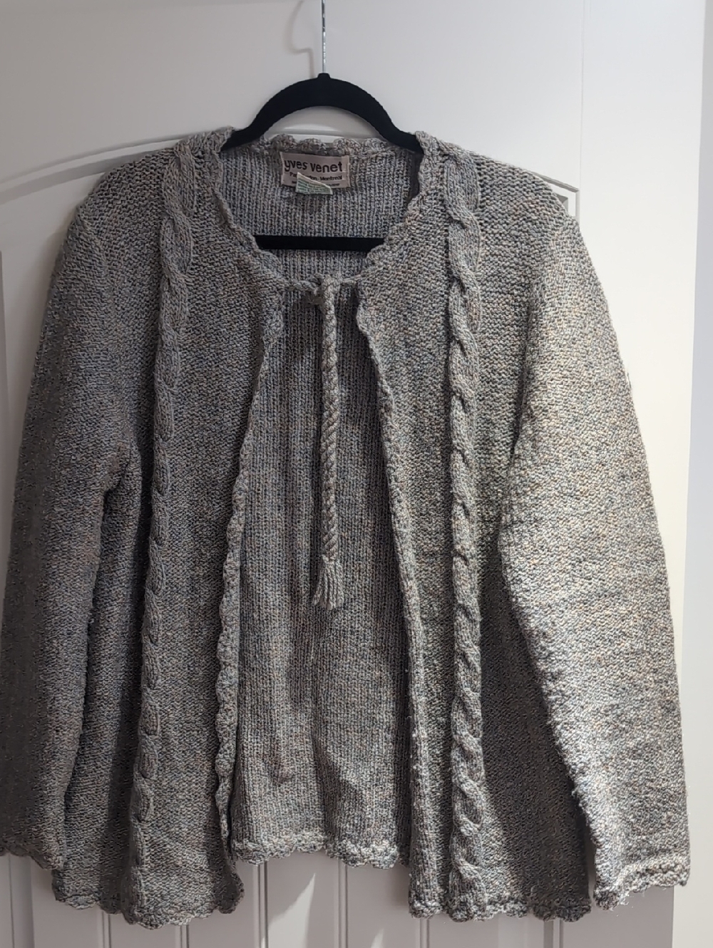 Gray Cable-Trim Women's Sweater